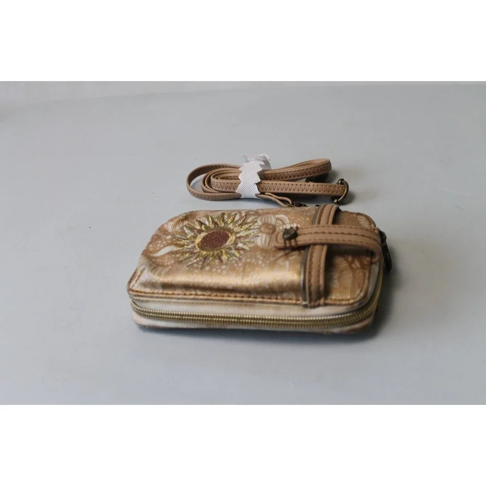 Sakroots Wallet/wristlet/cell phone purse w/Crossbody Strap Gold Celestial Sun